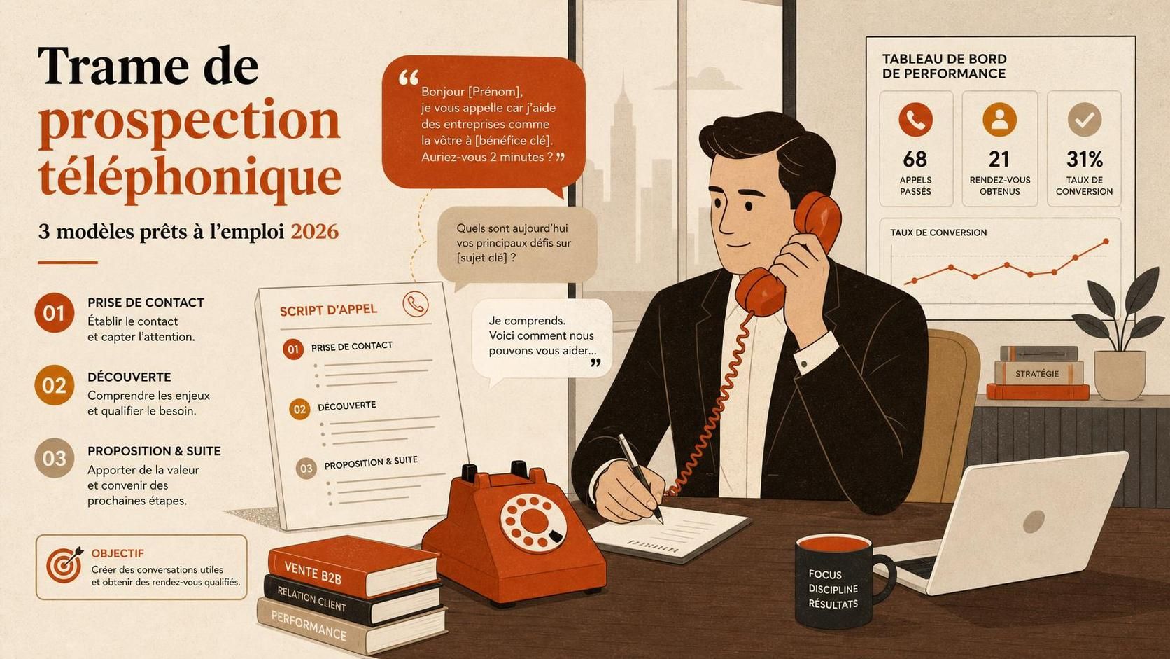 découvrez 3 modèles de trames de prospection téléphonique prêts à l'emploi pour 2026, conçus pour améliorer vos appels commerciaux et maximiser vos résultats.