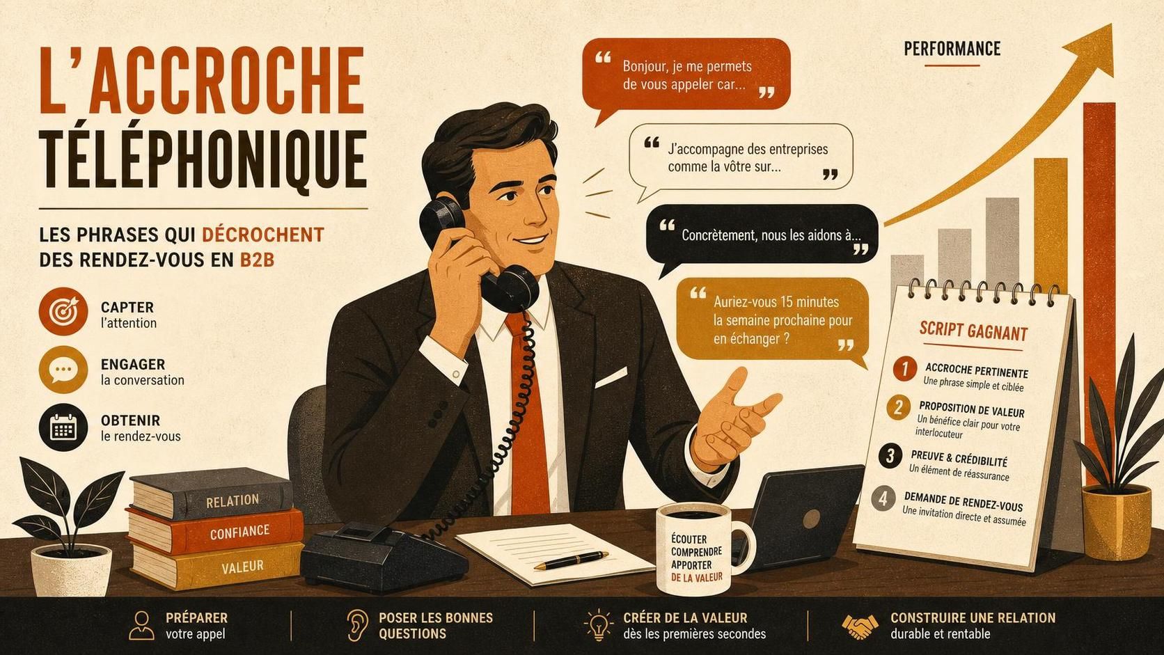 découvrez 12 phrases d'accroche téléphonique commerciale efficaces pour décrocher plus de rendez-vous et booster vos ventes dès le premier appel.