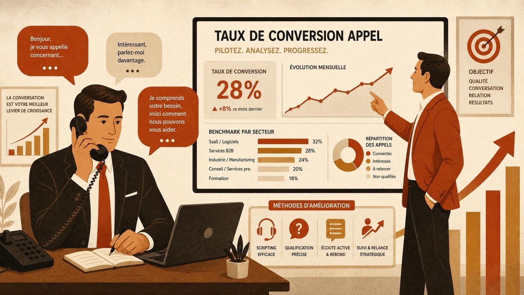 découvrez les taux de conversion des appels par secteur et les méthodes efficaces pour les améliorer, afin d'optimiser vos performances commerciales et maximiser vos résultats.