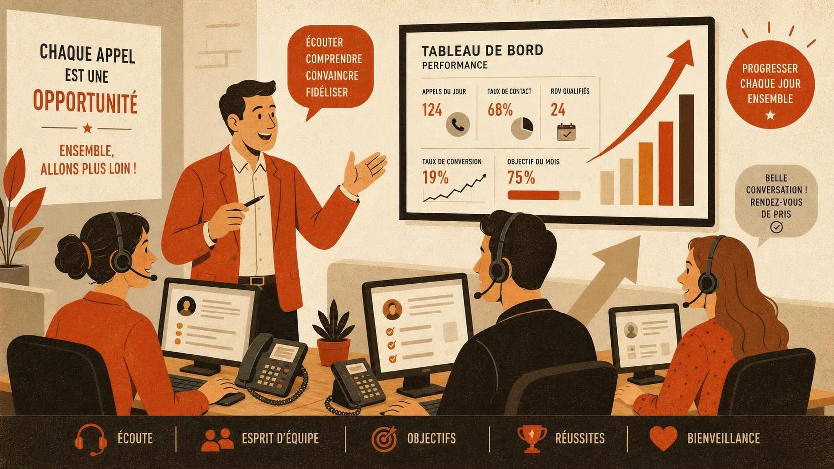 découvrez des techniques efficaces pour augmenter la motivation quotidienne de votre équipe de phoning et améliorer leurs performances au quotidien.