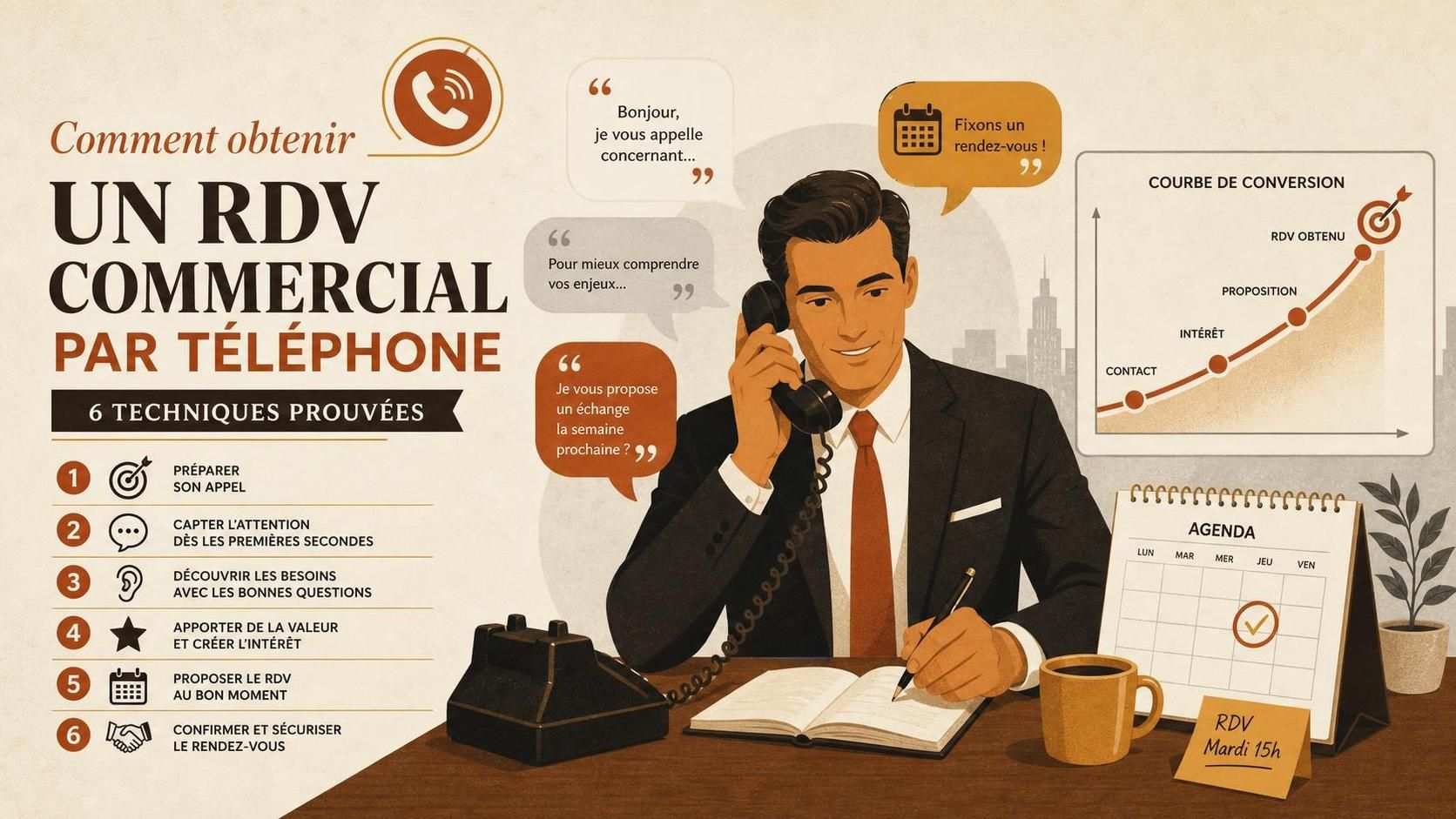 découvrez 6 techniques efficaces pour obtenir un rendez-vous commercial par téléphone et maximiser vos chances de succès dans vos prospections.