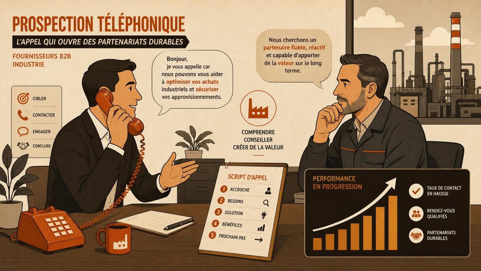 découvrez un guide complet de prospection téléphonique pour l'industrie, avec des scripts efficaces et des méthodes adaptées aux fournisseurs b2b pour maximiser vos ventes.