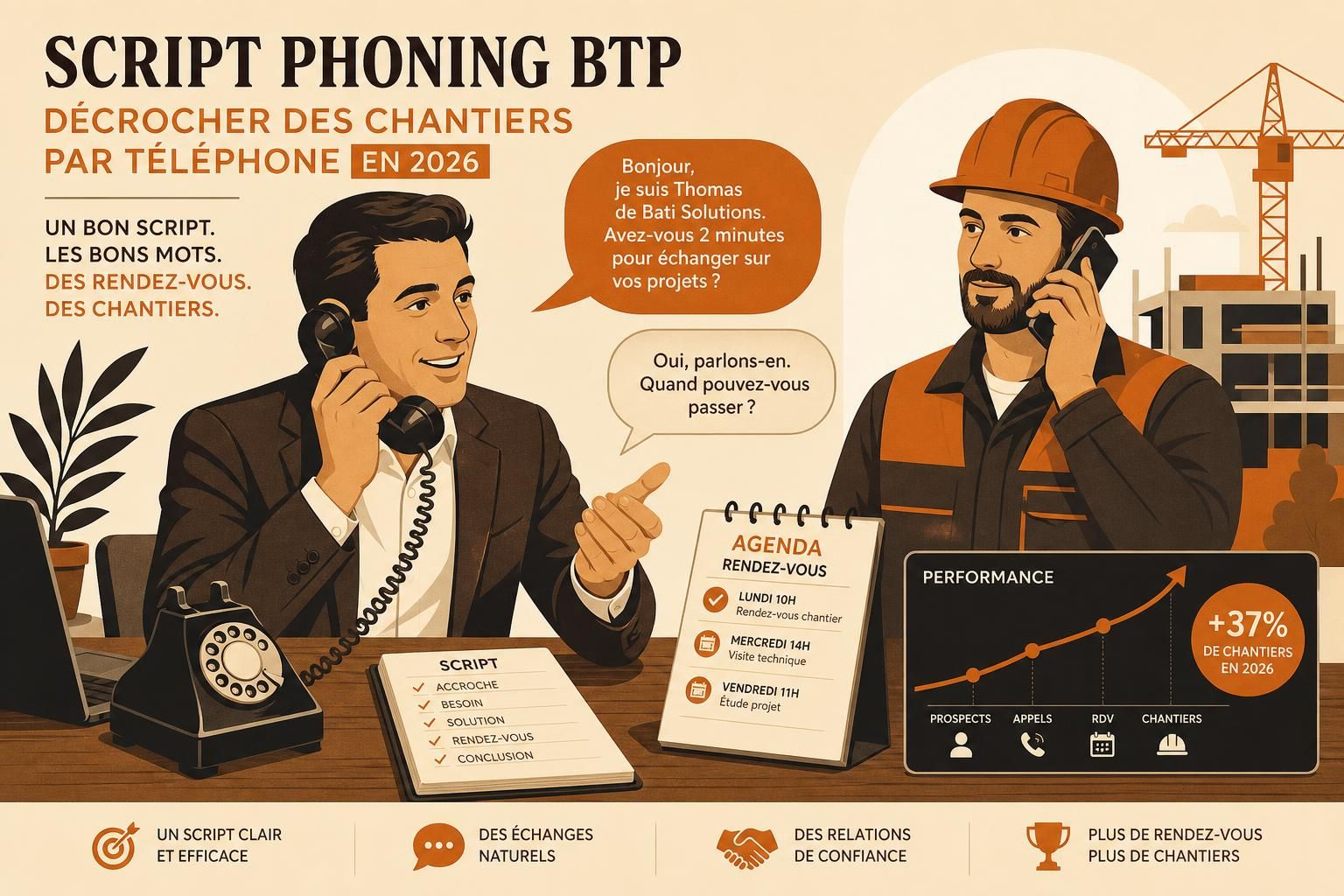 découvrez notre script phoning btp efficace pour décrocher des chantiers par téléphone en 2026. boostez votre prospection et maximisez vos contrats dans le secteur du bâtiment.